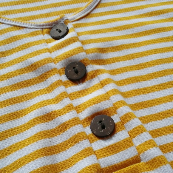 a.n.a Tie Front Mustard Stripe Button Tank Top - Picture 4 of 7